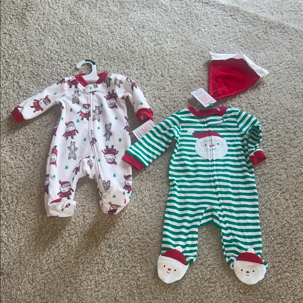 Festive Santa Baby Footies Set